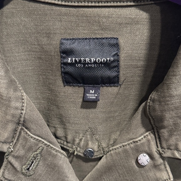 Liverpool Olive Green Night Button Front Trucker Denim Jacket Stretch Medium - Picture 4 of 9